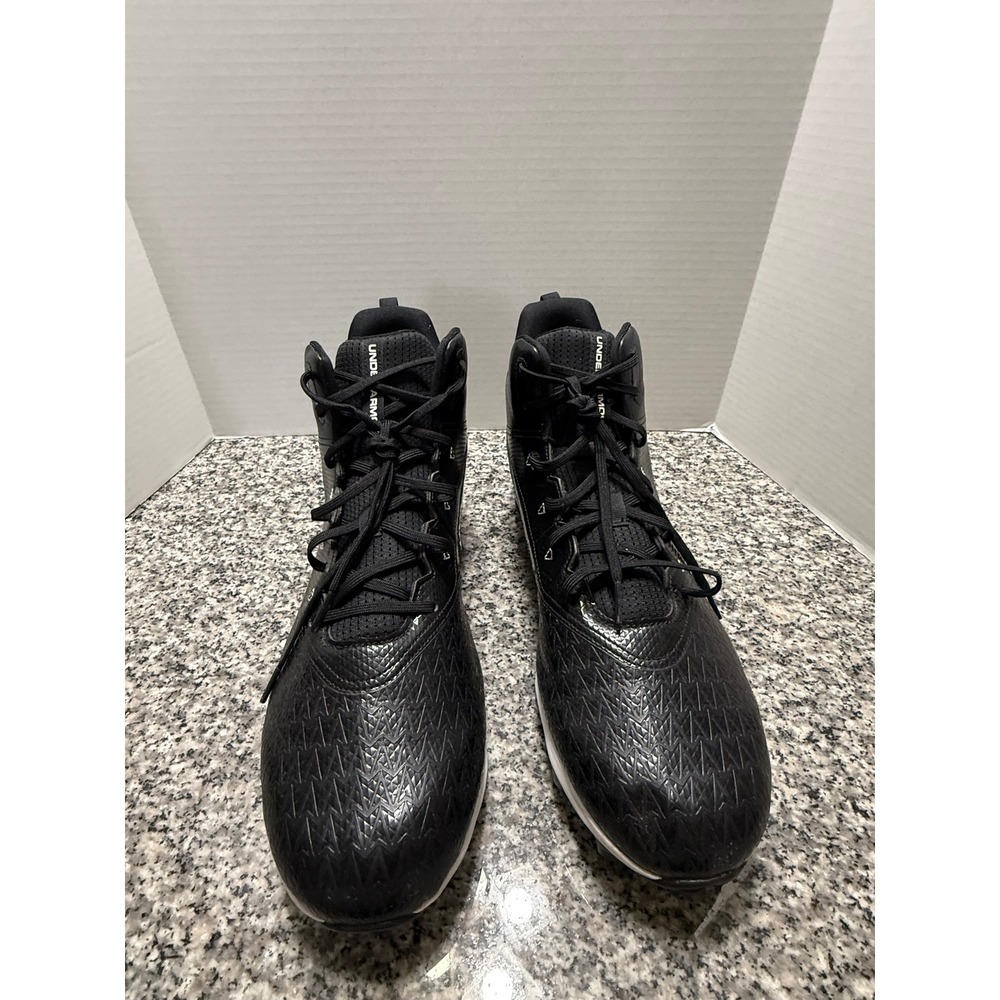 Under Armour Leadoff Mid RM Baseball Cleats Mens 14 Black White 3022174-001